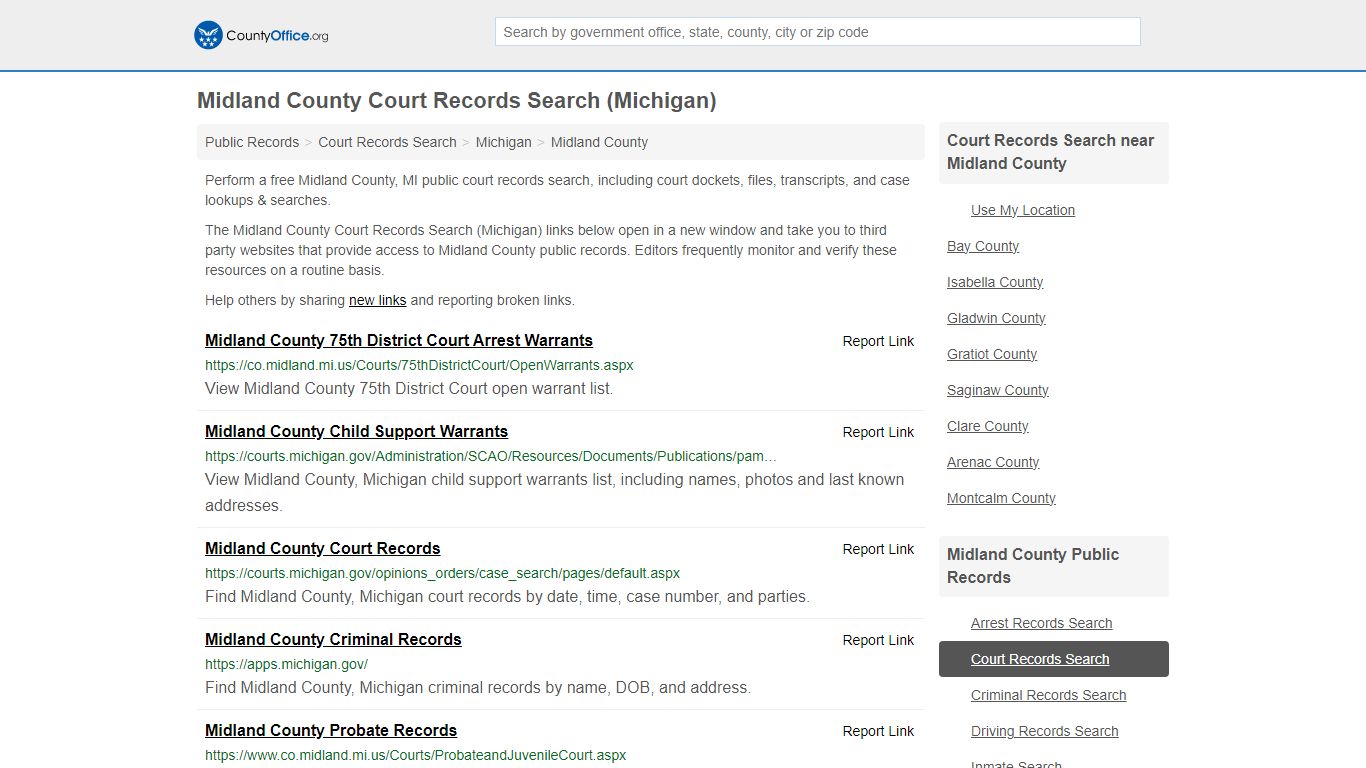 Midland County Court Records Search (Michigan) - County Office